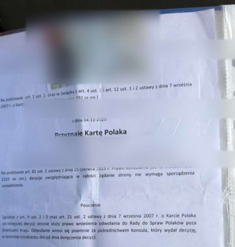 Рішення консула: «Przyznaję Kartę Polaka»