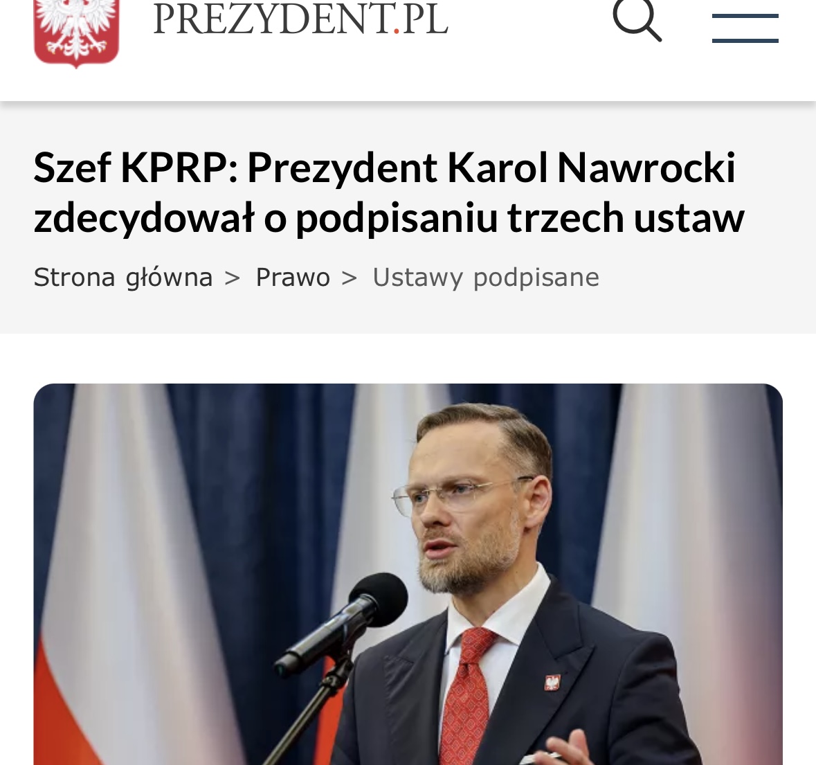 Президент Польщі підписав три закони 26 вересня 2025 року