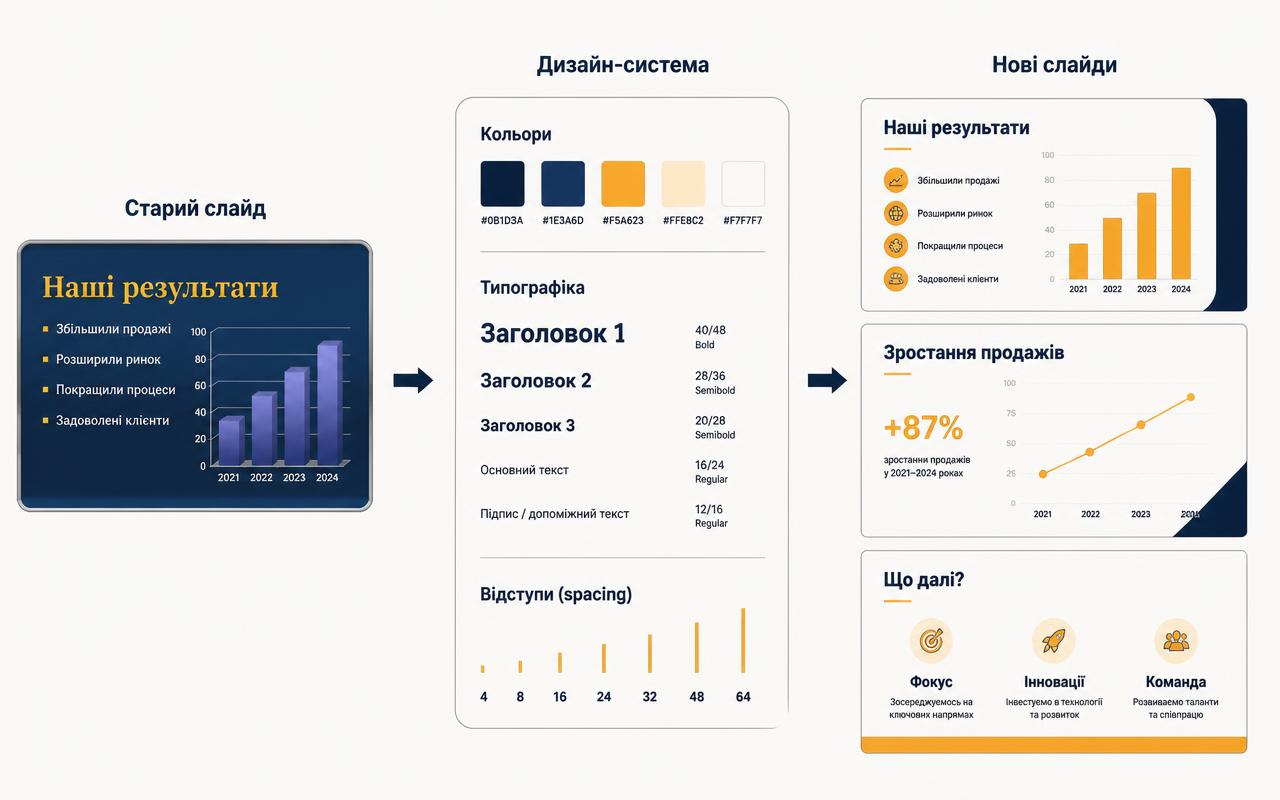 Старий слайд → правила → нові слайди